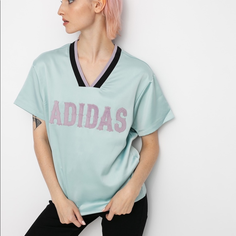 NWOT Adidas Vapour Green Satin Boyfriend Tee